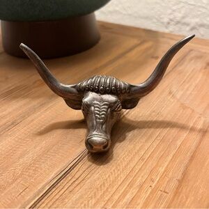 Louis Lejeune white metal bulls-head paperweight